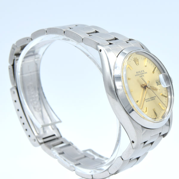 1978 Rolex Oyster Perpetual Date Model 1500 with mint Champagne dial in Stainless Steel on oyster Bracelet