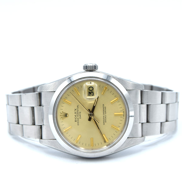 1978 Rolex Oyster Perpetual Date Model 1500 with mint Champagne dial in Stainless Steel on oyster Bracelet