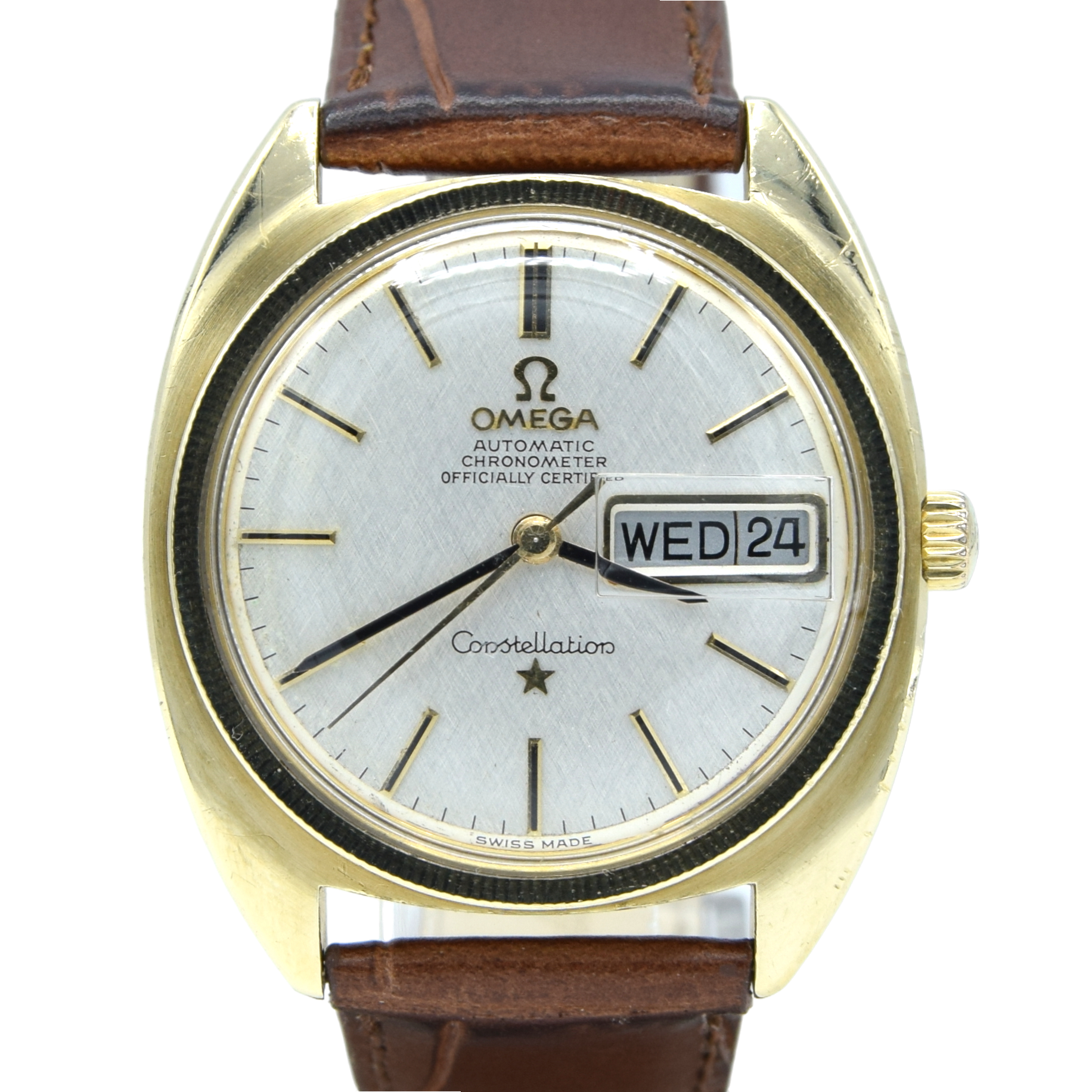 1968 Omega Constellation Auto Day - Date Model 168.029 'C Case' Wristwatch with linen Dial in Gold Capped Case