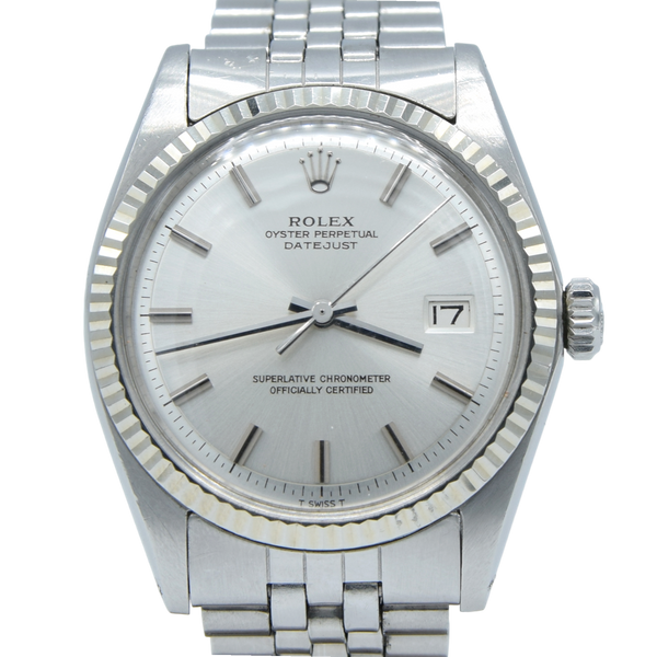 1970 Sharp Rolex Oyster Perpetual Datejust with White Gold Fluted Bezel