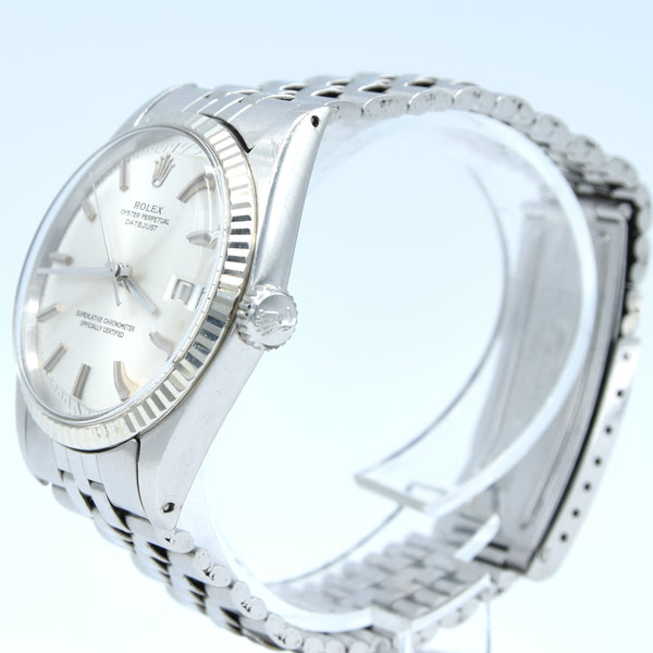 1970 Sharp Rolex Oyster Perpetual Datejust with White Gold Fluted Bezel