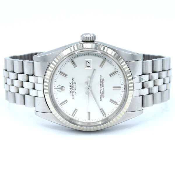 1970 Sharp Rolex Oyster Perpetual Datejust with White Gold Fluted Bezel