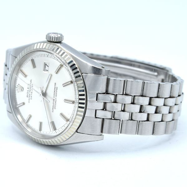 1970 Sharp Rolex Oyster Perpetual Datejust with White Gold Fluted Bezel