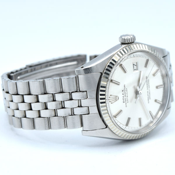 1970 Sharp Rolex Oyster Perpetual Datejust with White Gold Fluted Bezel