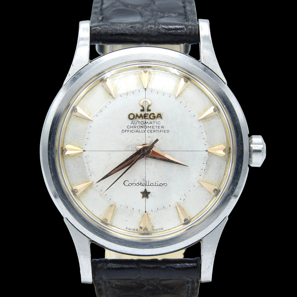 1958 early Omega Constellation Chronometer Early Model 2852 with Crosshair Patina Dial in stainless steel