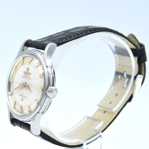 1958 early Omega Constellation Chronometer Early Model 2852 with Crosshair Patina Dial in stainless steel