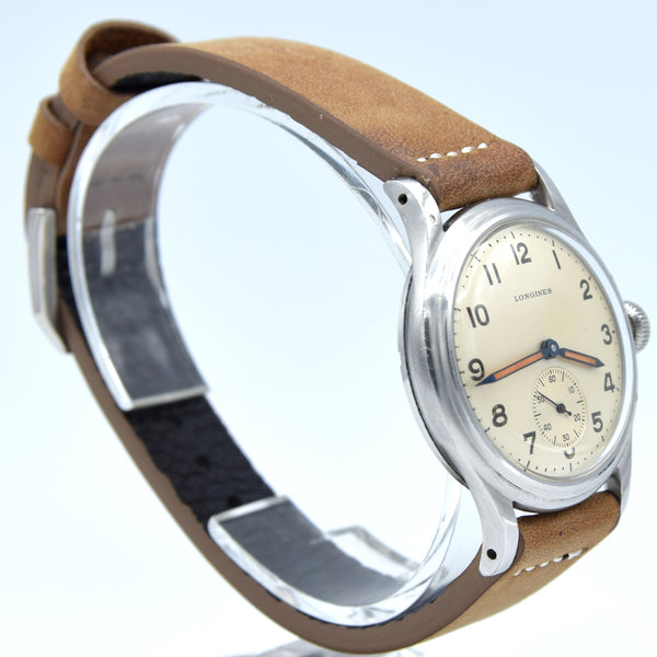 1944 WW2 Longines Manual Wind military style Wristwatch Model 63028 with Gorgeous Original Arabic Dial