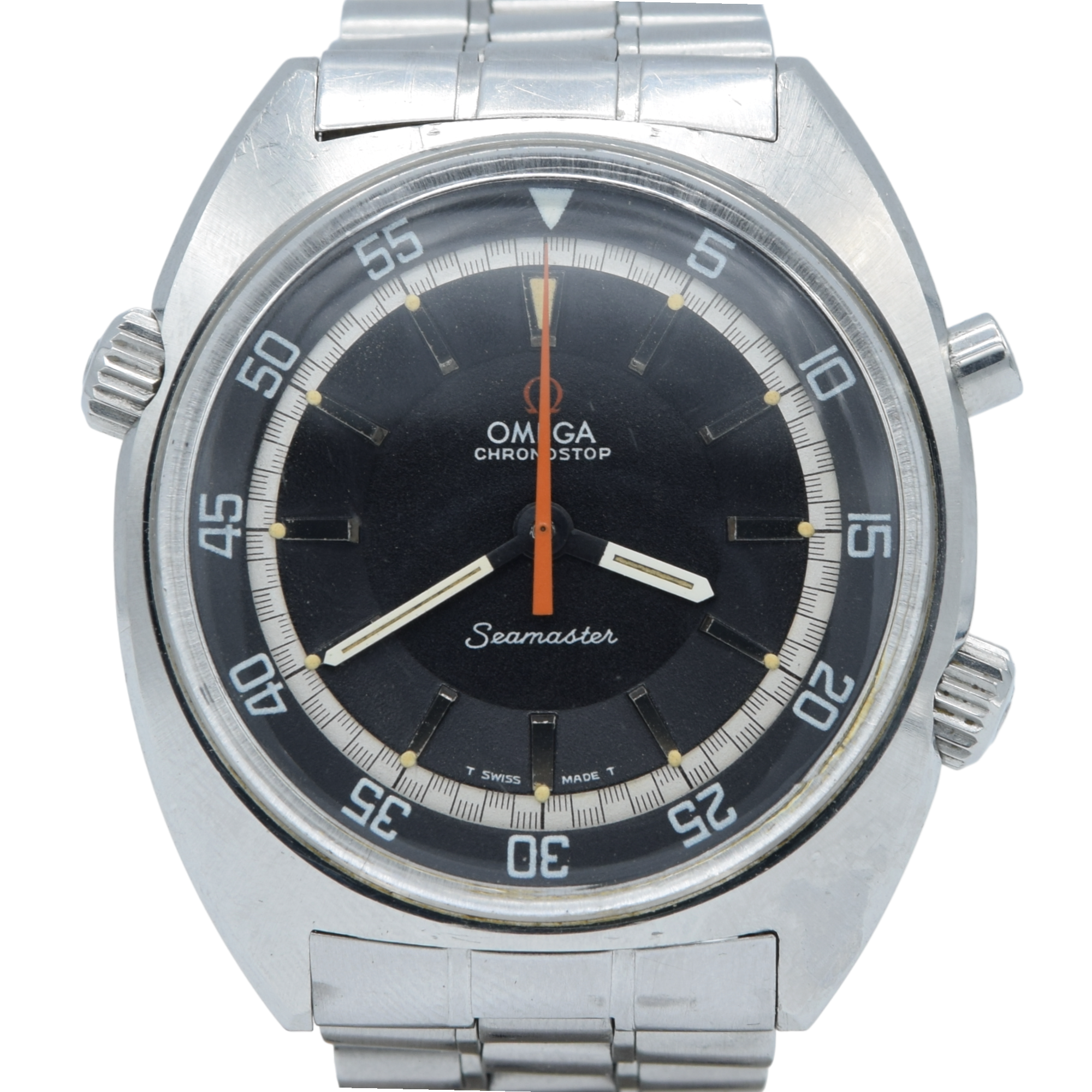 1968 Omega Seamaster large Chronostop Dive Style Watch Model 145.008 in Stainless Steel