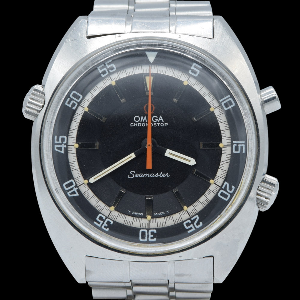 1968 Omega Seamaster large Chronostop Dive Style Watch Model 145.008 in Stainless Steel
