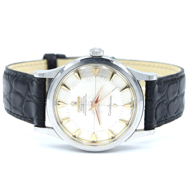 1958 early Omega Constellation Chronometer Early Model 2852 with Crosshair Patina Dial in stainless steel