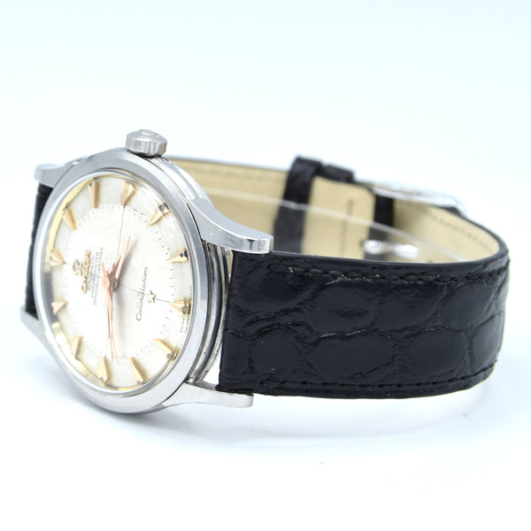 1958 early Omega Constellation Chronometer Early Model 2852 with Crosshair Patina Dial in stainless steel