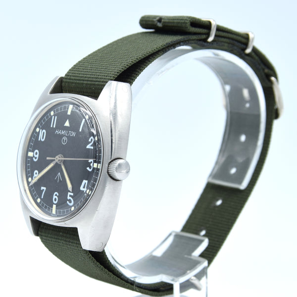 1973 Hamilton W10-6645-99 Mechanical British Military Issue Wristwatch with Hacking Seconds 1st Year of Production - Early issue number