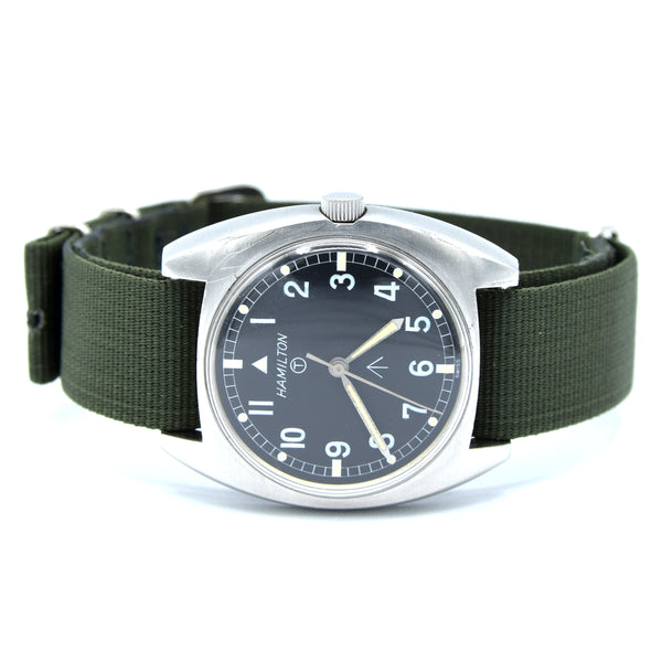 1973 Hamilton W10-6645-99 Mechanical British Military Issue Wristwatch with Hacking Seconds 1st Year of Production - Early issue number