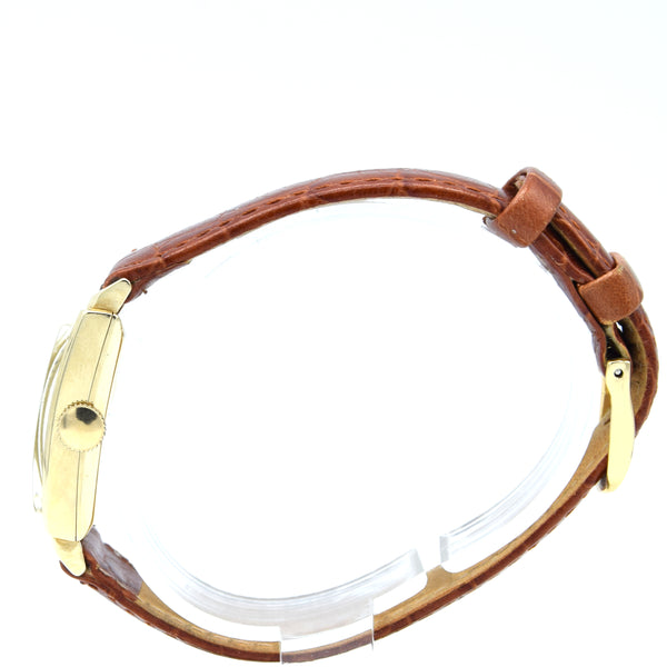 1940-46 Lord Elgin High Grade 21Jewels solid 14k Gold Deco Rectangular Wristwatch with Box