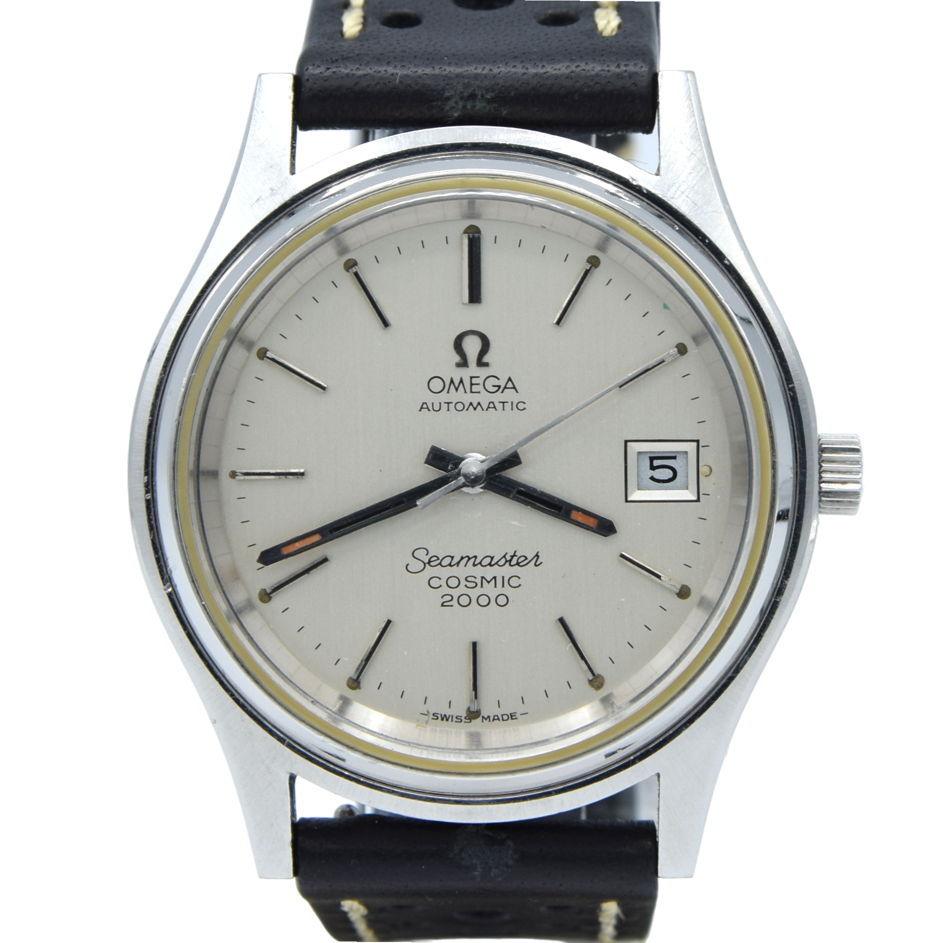 1979 Omega Large 38mm Seamaster Cosmic 2000 Automatic Date Model 166.128 with Silvered Dial