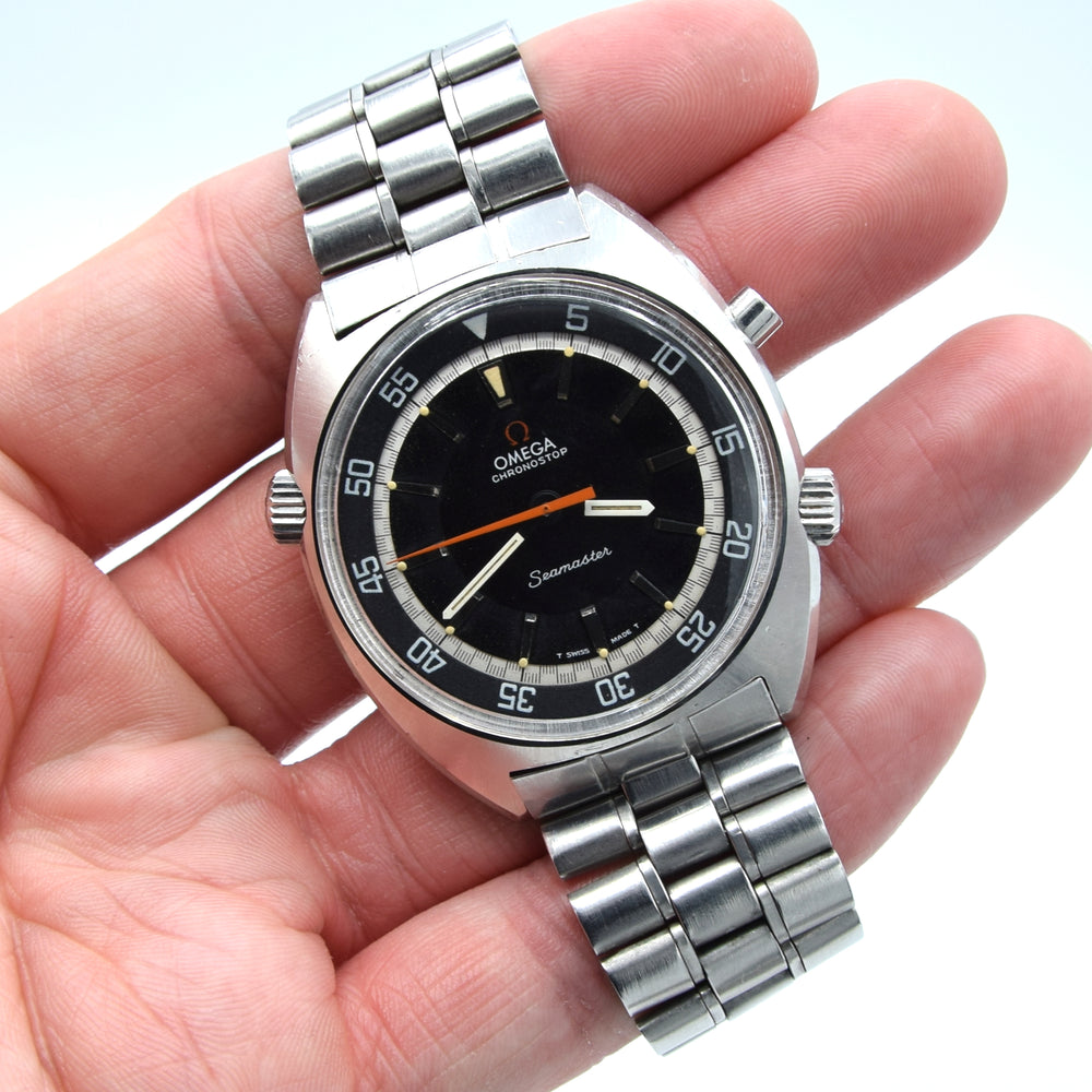 1968 Omega Seamaster large Chronostop Dive Style Watch Model 145.008 in Stainless Steel