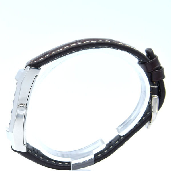 1990s Alfred Dunhill 'Facet' swiss quartz Date Wristwatch with White Dial on leather + Buckle
