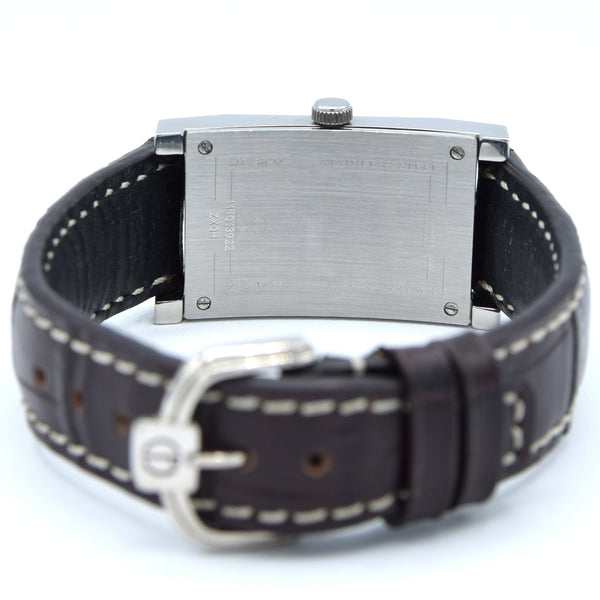 1990s Alfred Dunhill 'Facet' swiss quartz Date Wristwatch with White Dial on leather + Buckle
