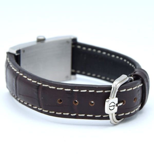 1990s Alfred Dunhill 'Facet' swiss quartz Date Wristwatch with White Dial on leather + Buckle