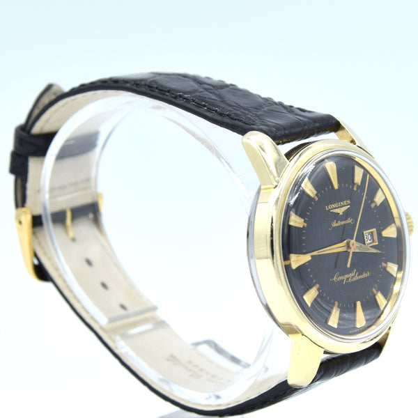 Stunning Gold capped Conquest Calendar Wristwatch Model 9007 - Dated 1959 with Original black dial