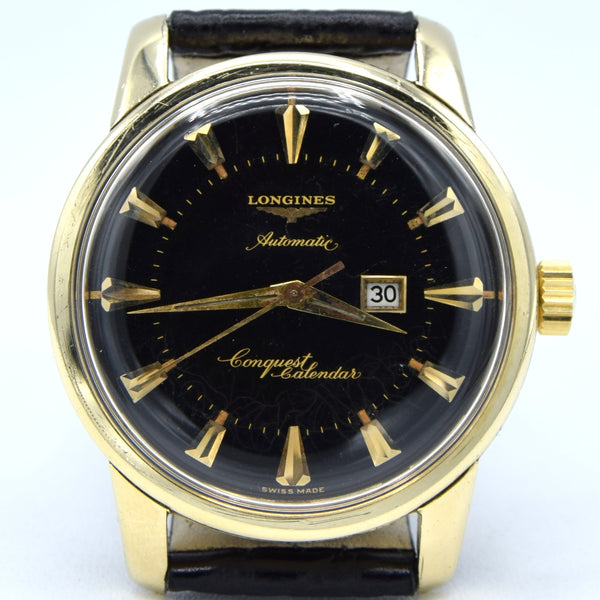 Stunning Gold capped Conquest Calendar Wristwatch Model 9007 - Dated 1959 with Original black dial