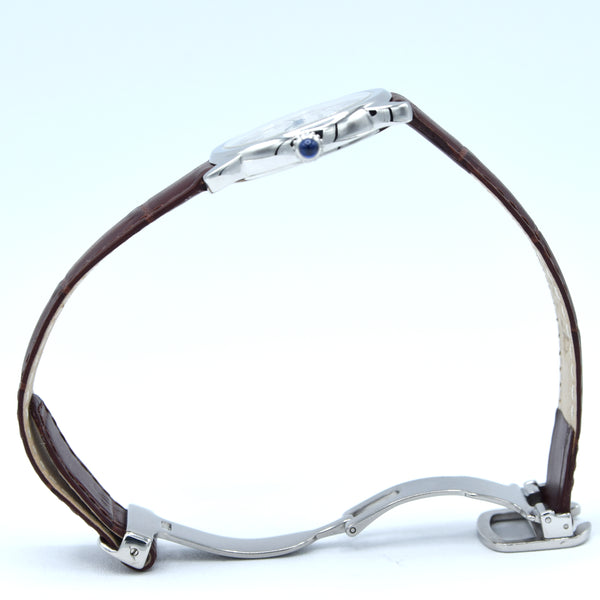 2015 Cartier 29mm Ronde Solo de 2933 - with white Roman Numeral Dial in stainless steel on deployment