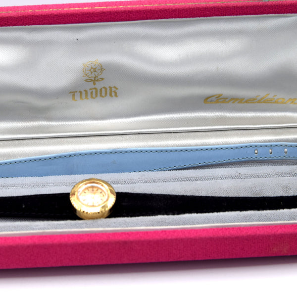 1970 Tudor Rare solid 18k Gold 'Chameleon, Yellow Gold Ref: 1859 with box and spare strap