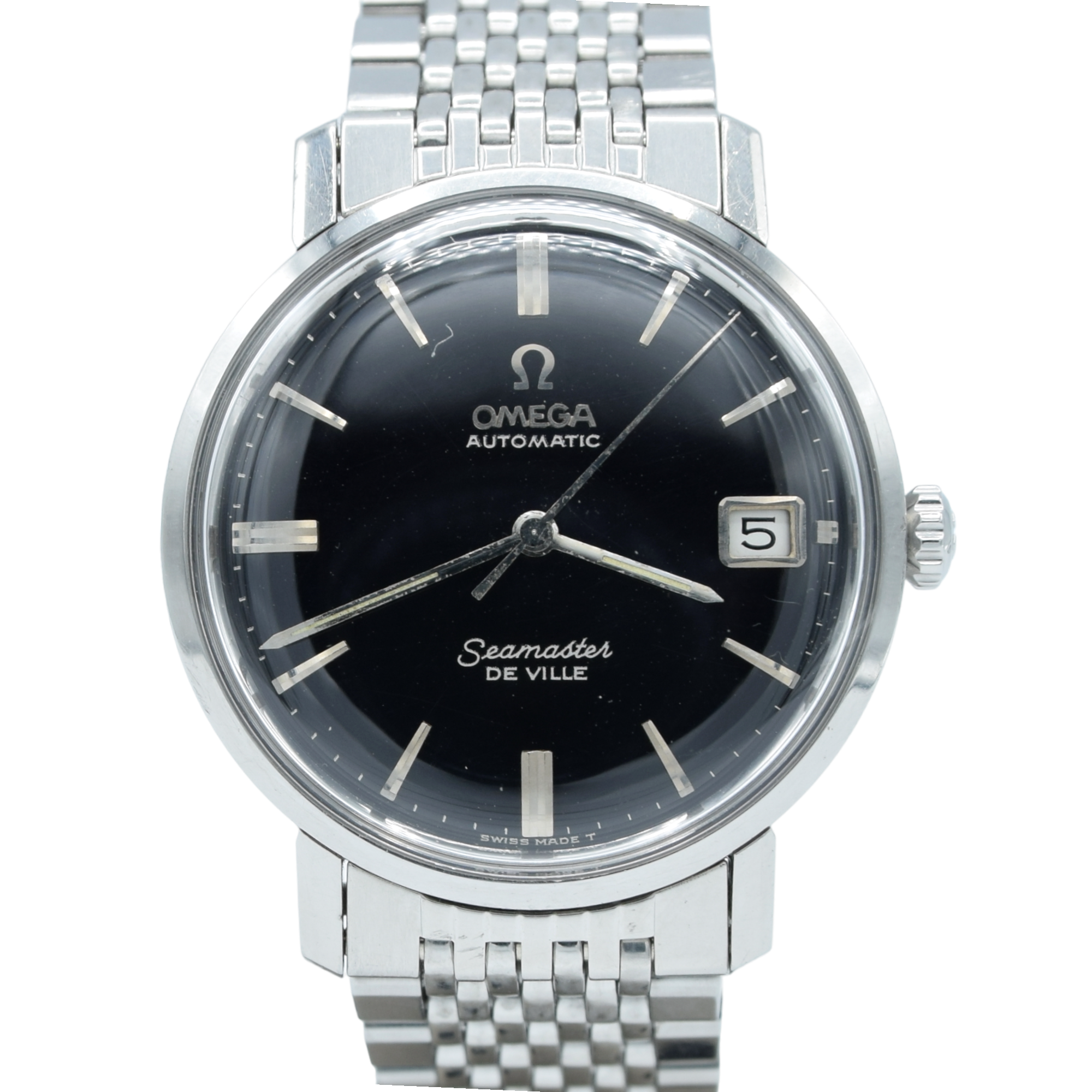 1965 Omega Automatic Seamaster De Ville date Full set  Model 166.020 in Stainless -  Box and Papers receipt