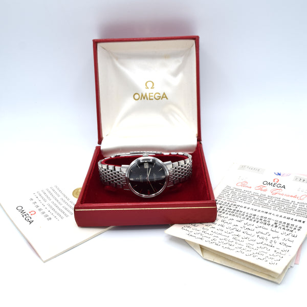 1965 Omega Automatic Seamaster De Ville date Full set  Model 166.020 in Stainless -  Box and Papers receipt