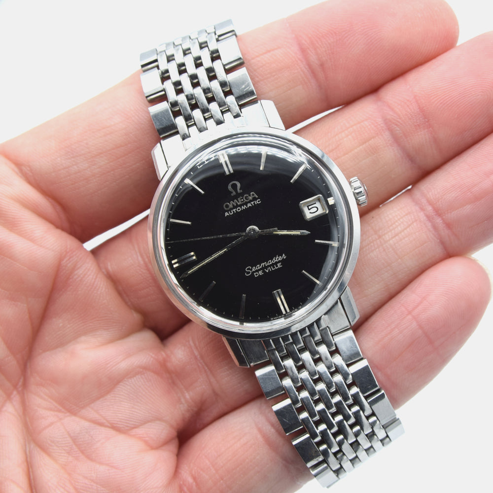 1965 Omega Automatic Seamaster De Ville date Full set  Model 166.020 in Stainless -  Box and Papers receipt