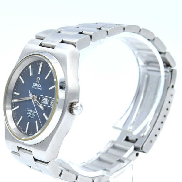 1975 Large Seamaster Cosmic 2000 Automatic Date Date Model 166.136 blue gloss dial Dial on Bracelet