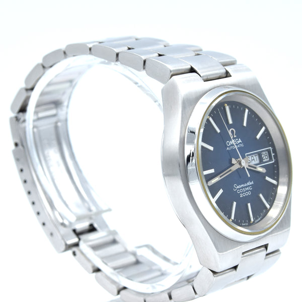 1975 Large Seamaster Cosmic 2000 Automatic Date Date Model 166.136 blue gloss dial Dial on Bracelet