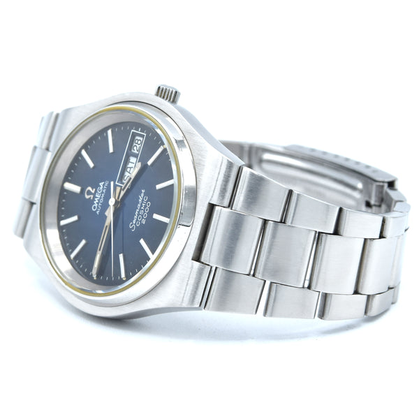 1975 Large Seamaster Cosmic 2000 Automatic Date Date Model 166.136 blue gloss dial Dial on Bracelet