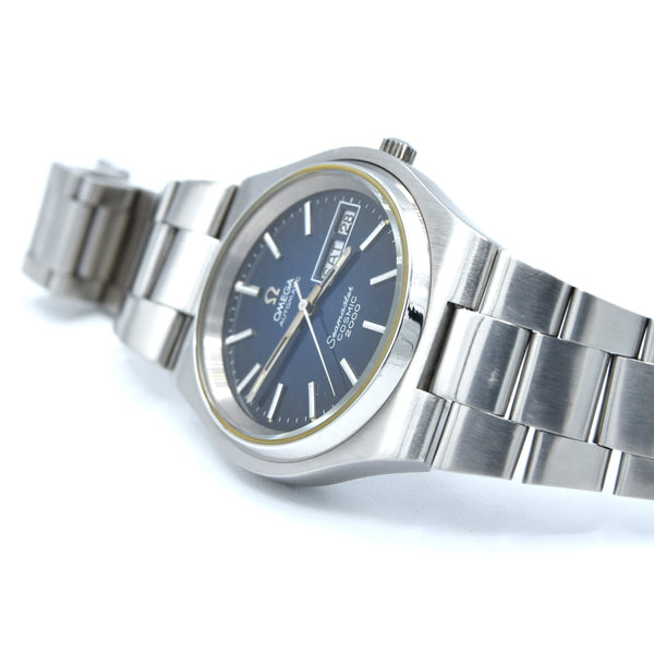 1975 Large Seamaster Cosmic 2000 Automatic Date Date Model 166.136 blue gloss dial Dial on Bracelet