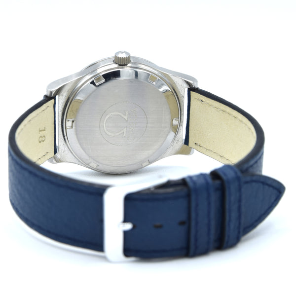 1972 Omega Genève Automatic Date in Stainless Steel Model 166.0168 with Original Omega blue dial