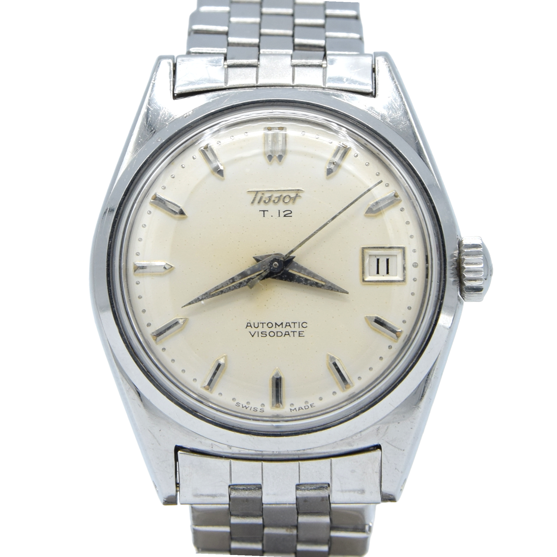 1958 Tissot T-12 Visodate ref - 67012-3 Automatic on Rare Sprung original Tissot Bracelet