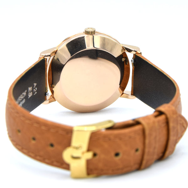 1958 Elegant Omega Automatic Dress Watch with stunning two tone Dial Model 2897 in 18k pink gold