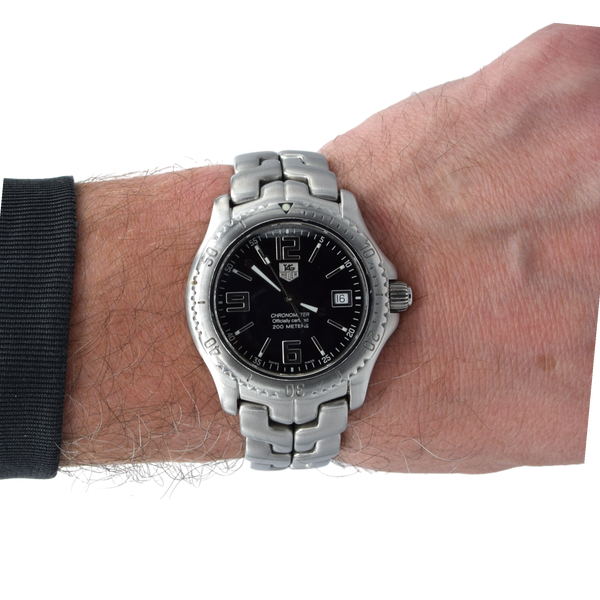 2000 TAG Heuer Link Date Automatic Chronometer Model WT5110 41mm Stainless Steel on Flip-Lock Bracelet with Box and Booklet