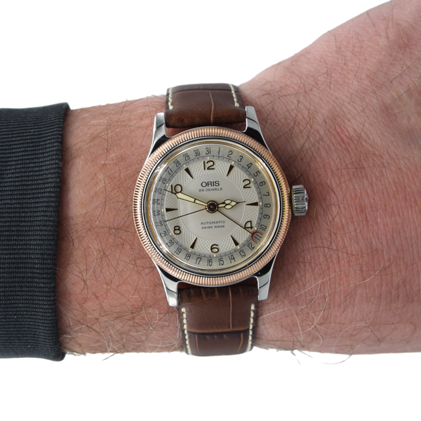 1990s Oris Big Crown Pointer Date Automatic Wristwatch Model 7463B in 36mm Stainless Steel/Gold Case