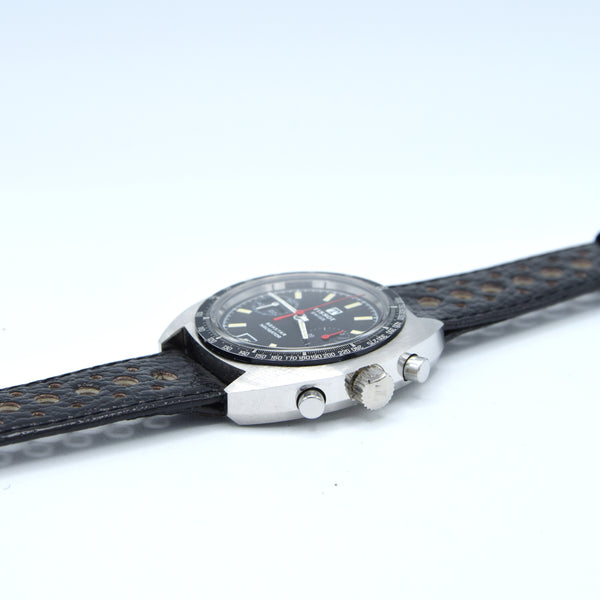 1974 Tissot Seastar Navigator Chronograph Wristwatch Model 40522 in Stainless Steel with Stunning Graphite grey Dial