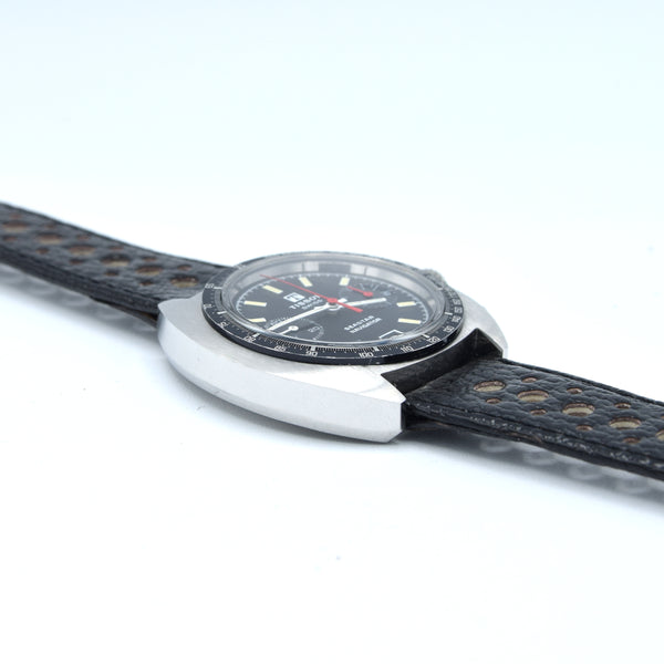 1974 Tissot Seastar Navigator Chronograph Wristwatch Model 40522 in Stainless Steel with Stunning Graphite grey Dial