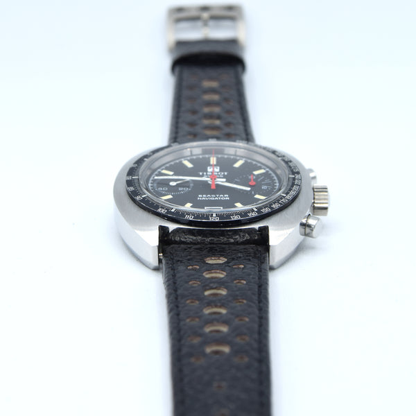 1974 Tissot Seastar Navigator Chronograph Wristwatch Model 40522 in Stainless Steel with Stunning Graphite grey Dial