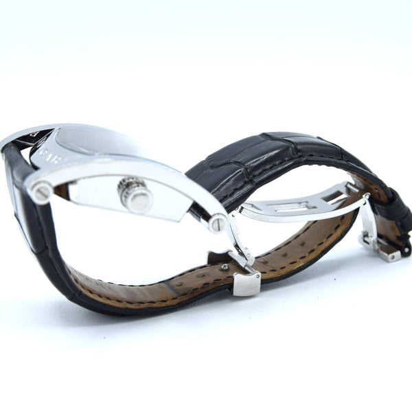 Bvlgari Assioma in Steel on Black Alligator Leather Strap with Blue Dial AA48S box & papers