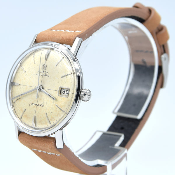 1961 Omega Seamaster date Automatic original crosshair patina silvered Dial Model 14770 Pre deville Cal 562