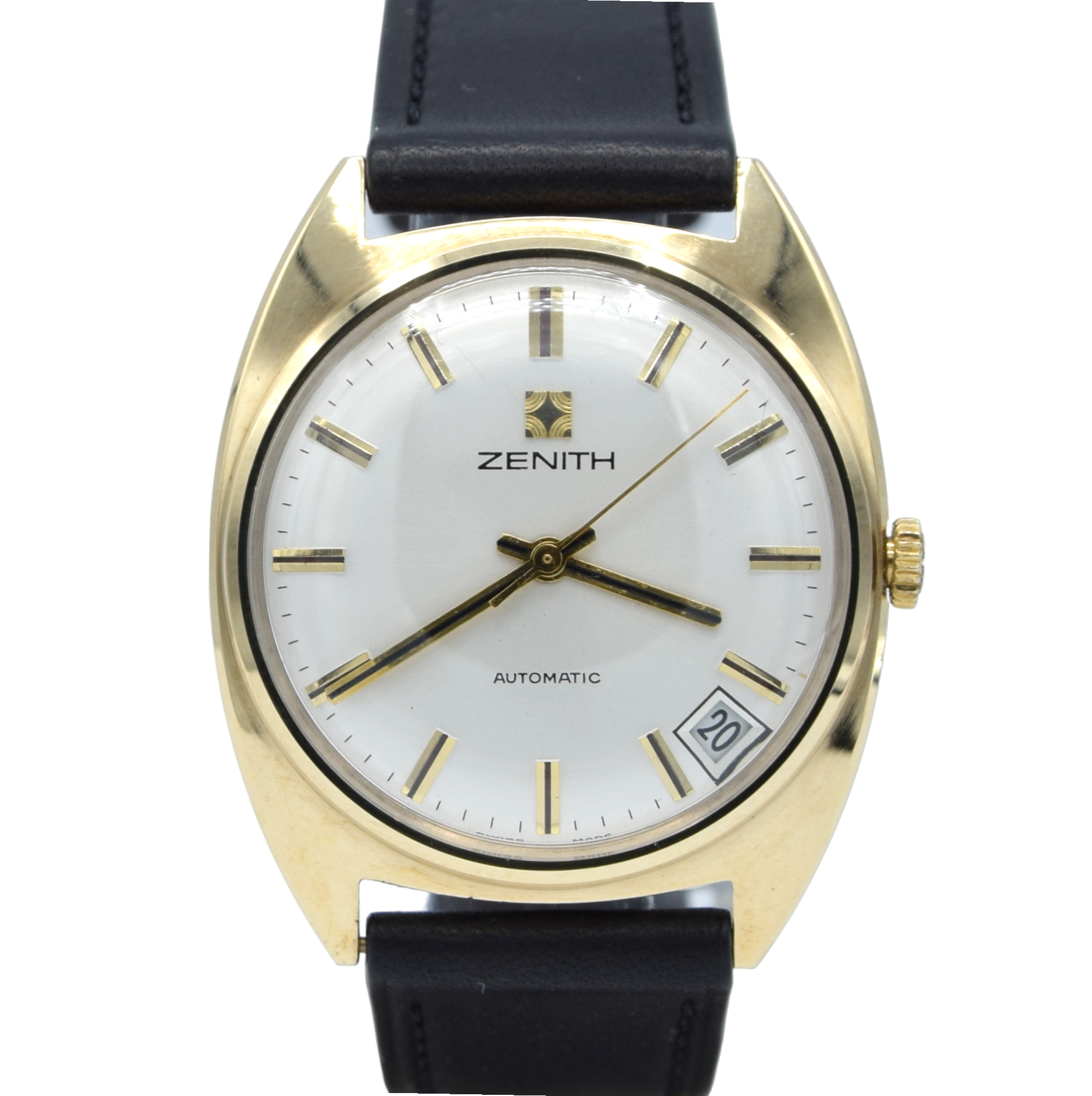1972-73 Zenith solid 9ct gold Automatic Date 28800 Model S2078 Box - buckle - booklets