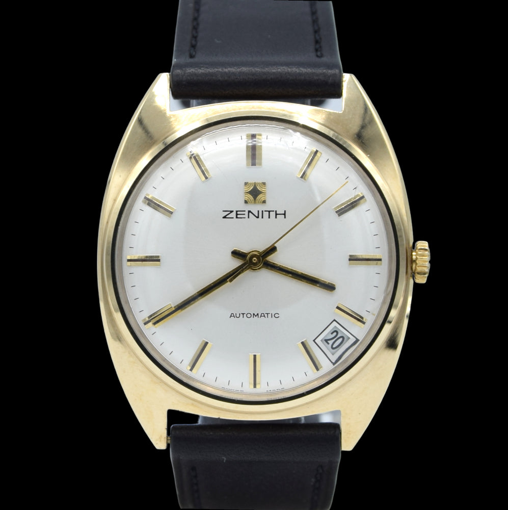 1972-73 Zenith solid 9ct gold Automatic Date 28800 Model S2078 Box - buckle - booklets