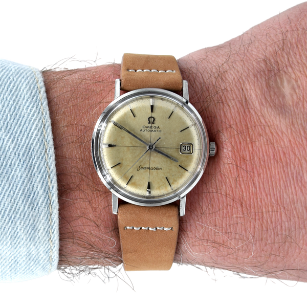 1961 Omega Seamaster date Automatic original crosshair patina silvered Dial Model 14770 Pre deville Cal 562