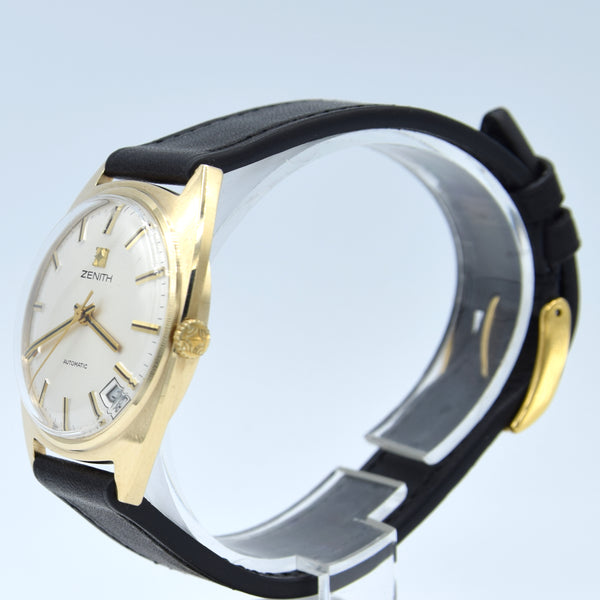 1972-73 Zenith solid 9ct gold Automatic Date 28800 Model S2078 Box - buckle - booklets