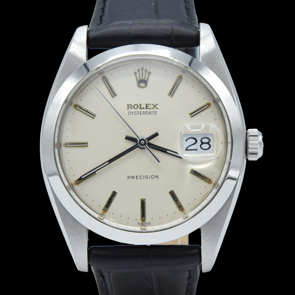 1961 Rolex Oysterdate Precision 6694 Wristwatch with baton Markers in Stainless Steel with raised Rolex original dial