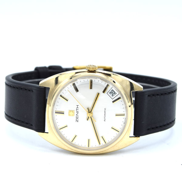 1972-73 Zenith solid 9ct gold Automatic Date 28800 Model S2078 Box - buckle - booklets